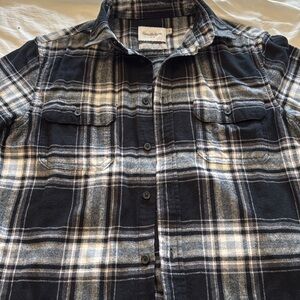 Goodfellow & Co. Black and Gray Plaid Casual Button Down Shirt